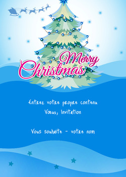 Carte bleue avec arbre de Noël